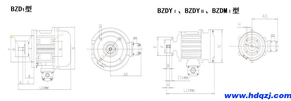 BZDⅠ、BZDYⅠ、BZDYⅡ、BZDMⅠ隔爆型錐形轉子三相異步電動機外形尺寸圖.jpg