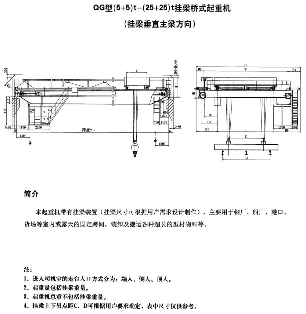 QG型掛梁橋式起重機