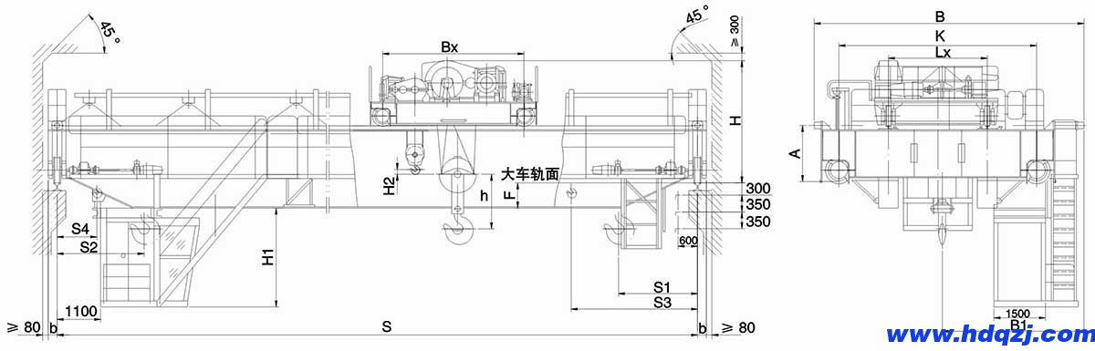 QY型5~20/5t絕緣吊鉤橋式起重機