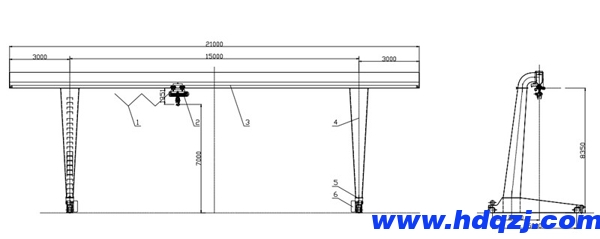 MHL型單梁偏掛龍門吊結(jié)構(gòu)圖紙